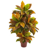 Croton faux Plant Real Touch Realistic Natural 39Ó Decor Green Plant