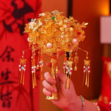 Gold Plated Bridal Hand Bouquet Chinese Wedding Flower Holder Accessory Bouquet