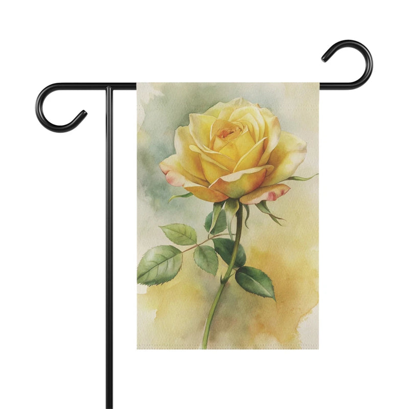 Yellow Rose Watercolor Garden Flag & Porch Banner Floral Yard Decor Roses