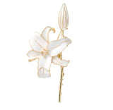 ZARD White Lily Flower Enamel Lapel Brooch Lily