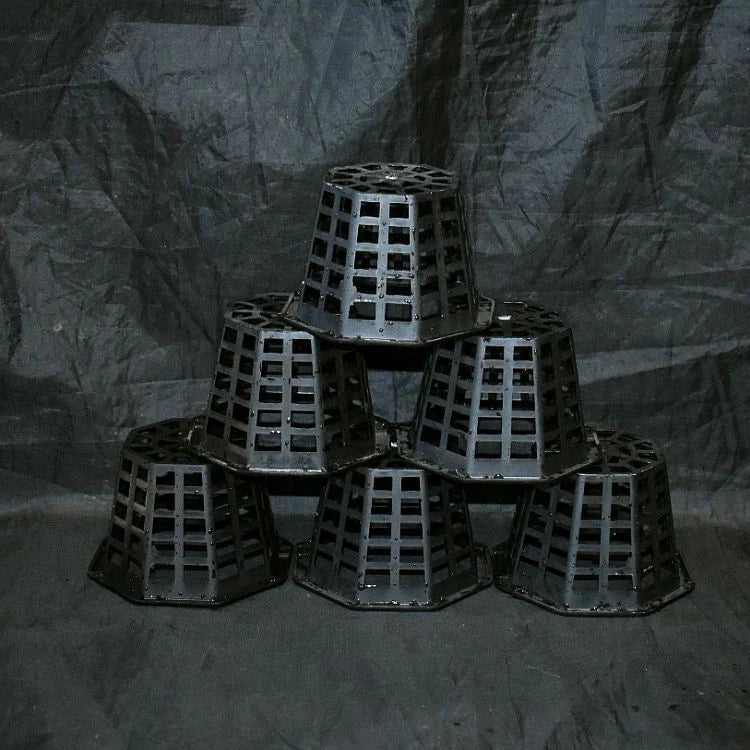 Set of 4-inch black plastic orchid baskets with hangers, grid-style bases (pack of 12)