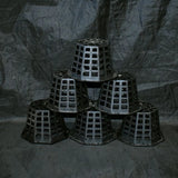 Set of 4-inch black plastic orchid baskets with hangers, grid-style bases (pack of 12)