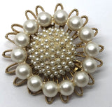 SUNFLOWER STARBURST FLOWER STAR PIN BROOCH FAUX PEARL VINTAGE 1960Õs Sunflower