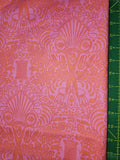 Half yard Getting Snippy Tula Pink Handmade Fabric   18 x43 wide Pink Background Flowering Plants