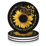Coasters for Drinks,Set of 4 Absorbent Coasters,Sunflower Flower Ceramic Coas... Sunflower
