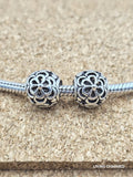 2 Authentic Daisy Flower Silver Spacer European Charm Beads Daisies