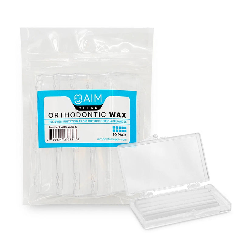 AIM Clear orthodontic wax with 10 transparent wax strips in package