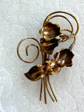 Vintage Elegant Golden Lily Flower Brooch Pin 3.5
