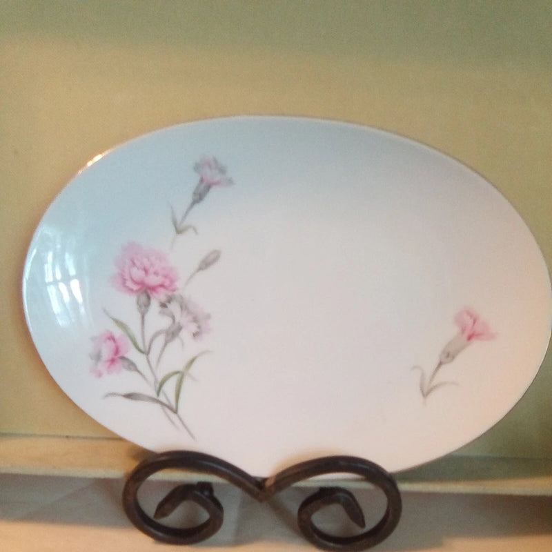 Royal Court Japan Fine China Carnation 9" Sauce Syrup Gravy Boat & Saucer Plate Carnation