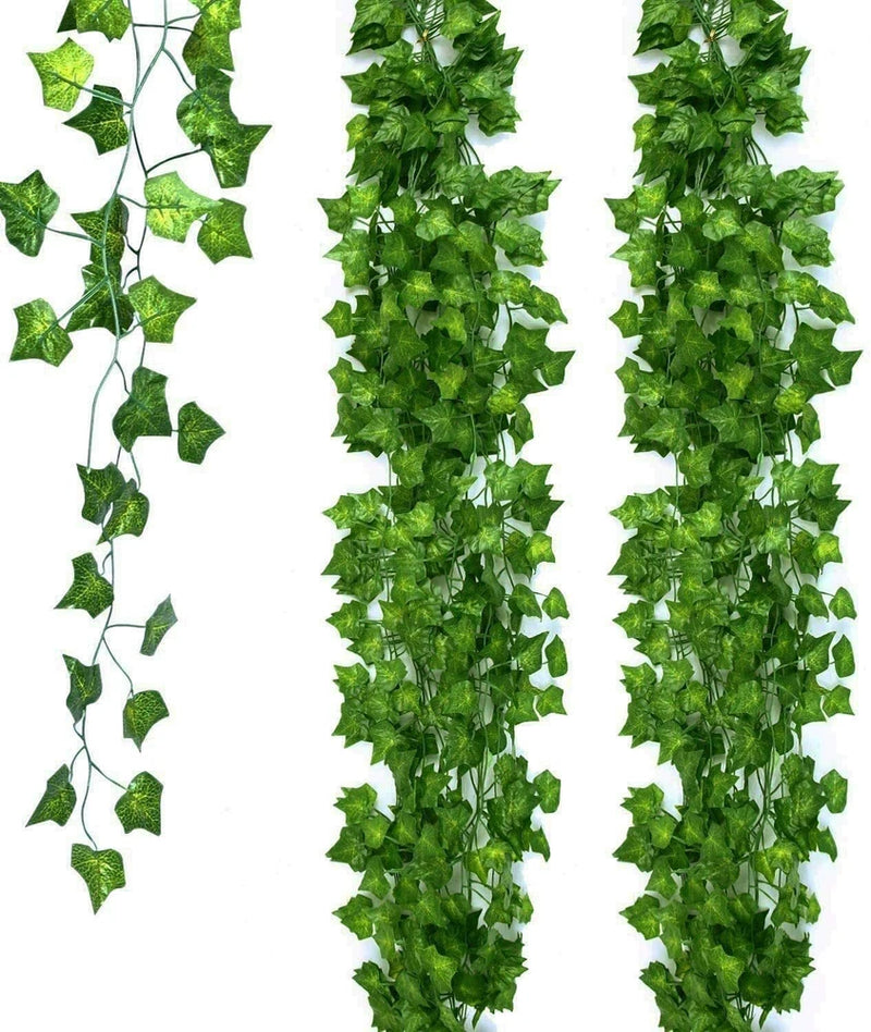 Fake Ivy Leaves Set of 12 Artificial Greenery vines for room wedding xmas decor Green Plant