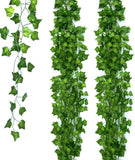 Fake Ivy Leaves Set of 12 Artificial Greenery vines for room wedding xmas decor Green Plant