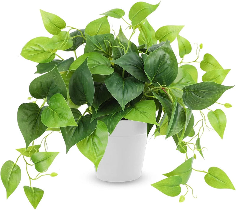 CEWOR Artificial Plants Fake Pothos with Plastic Pot Artificial Potted Plant for Green Plant
