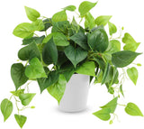 CEWOR Artificial Plants Fake Pothos with Plastic Pot Artificial Potted Plant for Green Plant