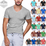 Mens V Neck T Shirts Plain Basic Tee Short Sleeve Cotton Big Size Casual Slim Roses
