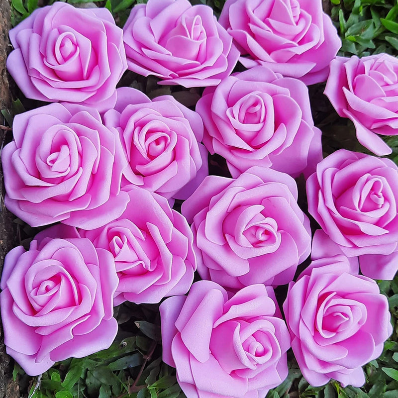 Set of artificial foam wedding roses, lavender-purple flower heads, 10-pack