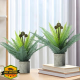FAVOWREATH 2pk Small Potted Artificial Plants Indoor Home Decor Green Plant