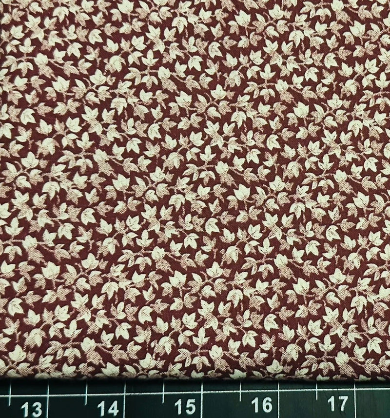 Tina Scrap 9Óx21Ó Red Vine Leaf Tiny Branch Mini Floral Calico Cotton Fabric Flowering Plants