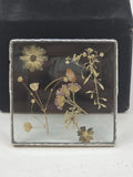 Vintage Pressed Dried Flowers In Beveled Glass And Leaded Frame. 3x3 Sun Catcher Dried Flower