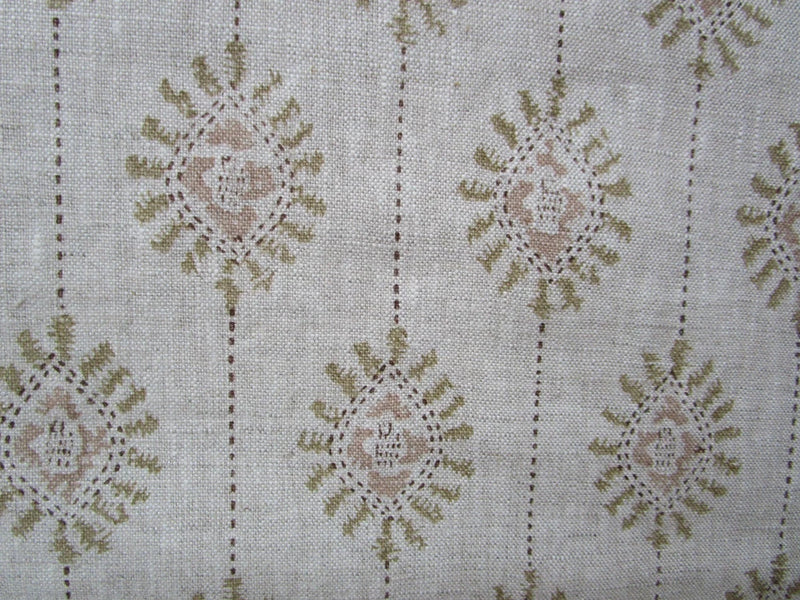 Walter G BOMBAY Moss Linen Hand Block Fabric print Flowering Plants