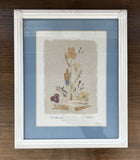 Vintage Wildflowers Art Pressed Dried Flowers Madagascar 1992 Signed Framed Blue Dried Flower