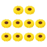 30mm Silicone Flower Beads, 10 Pcs Sunflower Bead, Yellow Brown Sunflower