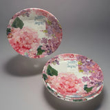Set 4-Shabby Chic Pink Floral Hydrangea Melamine Smooth Edge Salad Plates 9Ó NEW Hydrangea