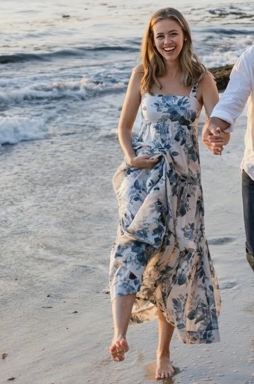 Zimmermann Cassia Tiered Hydrangea Print Tie Shoulder Maxi Dress Size 1 | US 6 Hydrangea