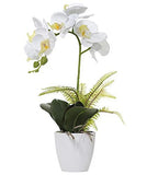 Olrla White Orchid Artificial Flower in Pot, Faux Phaleanopsis Orchid Bonsia for Green Plant
