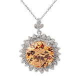 925 Sterling Silver Pendant Necklace Sunflower Charm 15mm Big CZ 18