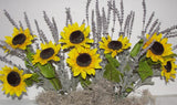 Country Yellow Silk Sunflowers Lavender Window Box Arrangement fits your 24" box Sunflower