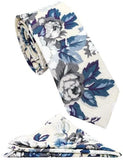 ZENXUS Mens Casual Skinny Floral Tie Combo Set with Flower Pocket Beige Peony Peony