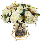 Faux Flowers with Vase, Silk Peony Bouquet Artificial Flowers in Vase, Fake F... Peony