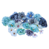 20 PCS Mini Silk Fake Flowers Bridal Heads Blue Artificial Peony Peony