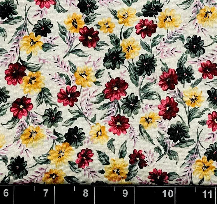 Tina Scrap 9"x21Ó Daisy Flowers Packed Garden Bouquet Floral Small FABRIC COTTON Daisies
