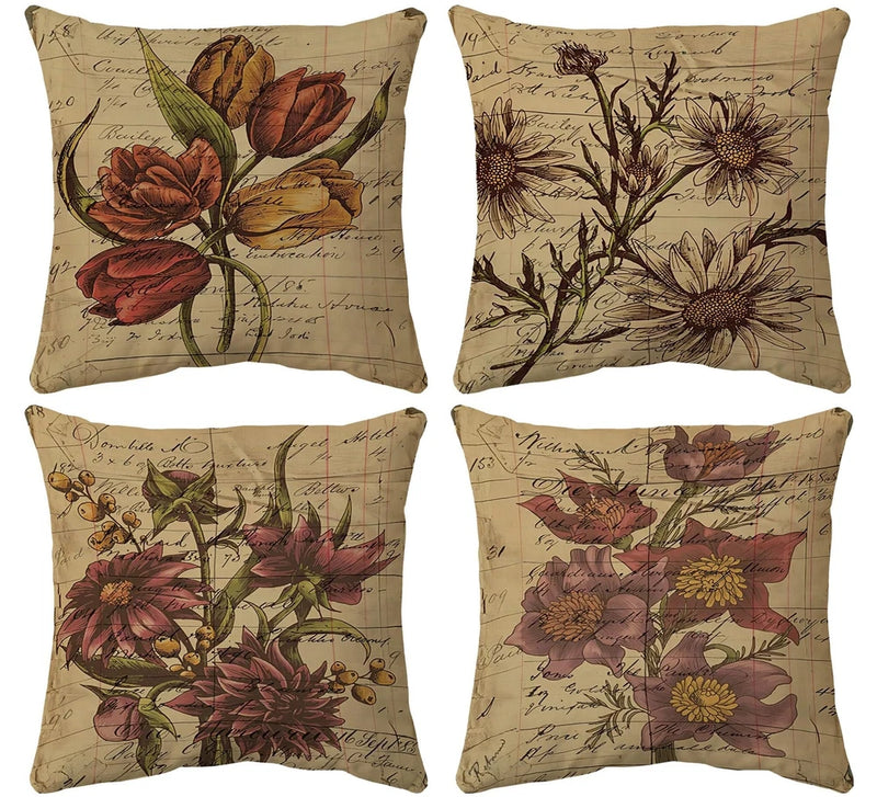 Vintage Tulip Fall Daisy Flower Sunflower 18" x (Pack of 1), Floral Print Sunflower