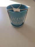 Rae Dunn by Magenta BACKYARD PARADISE Plant Pot Attached Tray Blue Garden Small Garden Plants