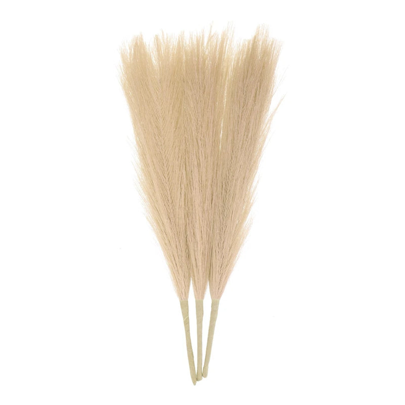 3pcs Dried Faux Pampas Grass 17" Artificial Pampas Grass Decor Khaki Pampas Grass