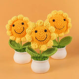 Handwoven sunflower pot lovely home decoration knitting simulation flower Sunflower