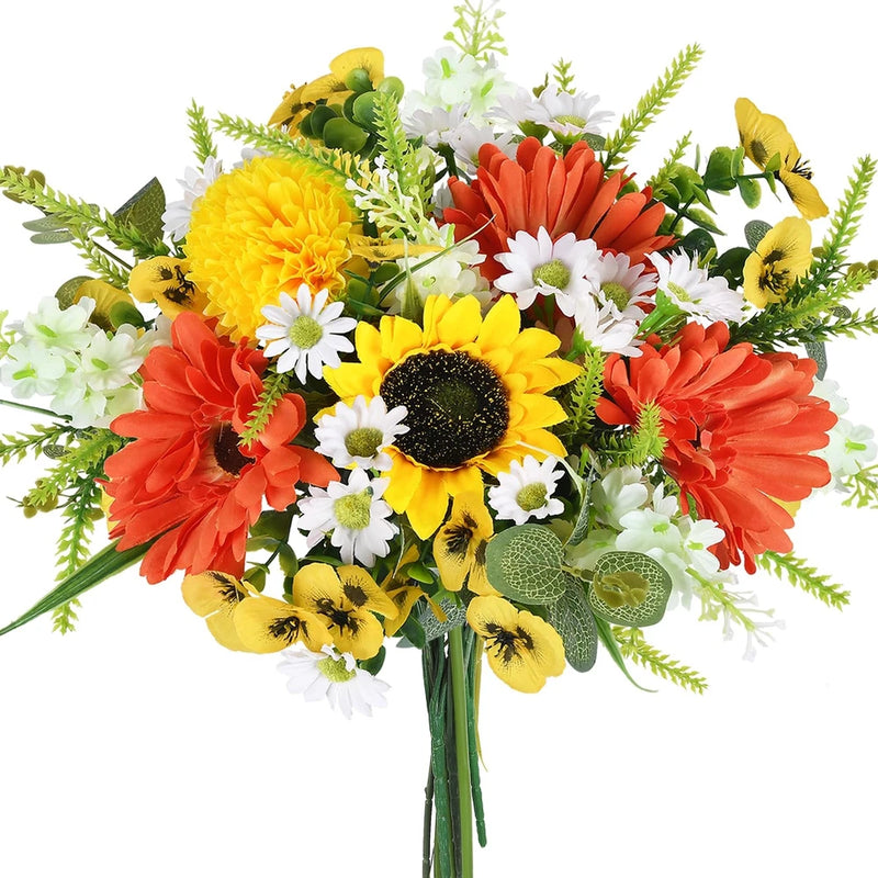 Artificial Sunflowers Spring Flowers Yellow Sunflowers and Daisy Bouquet Ceme... Sunflower