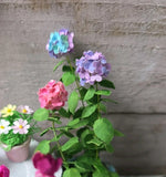 Dollhouse Miniature hydrangea flowers pastel variegated hydrangea potted artisan Hydrangea