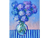 Blue Hydrangea Original Oil Painting 8'x6' Floral Still Life Hortensia Hydrangea