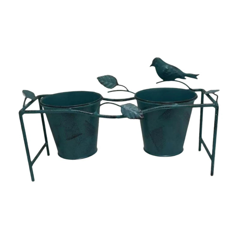 Double Plant Pot Garden Flower Pot Weather Resistant Sturdy Metal Vintage Design Garden Plants