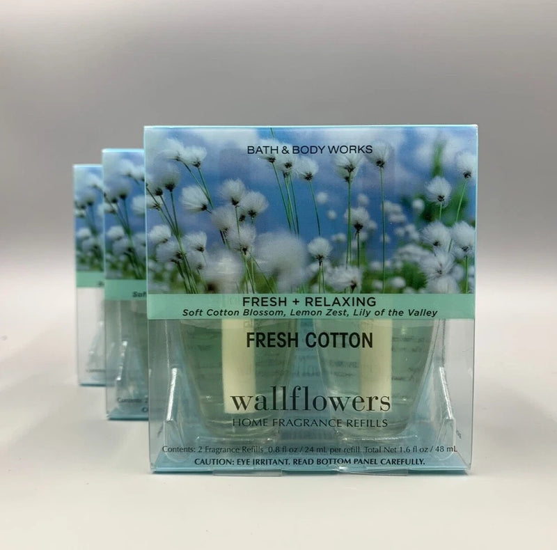 Bath & Body Works wallflower refill bulbs, Fresh Cotton in blue gift box