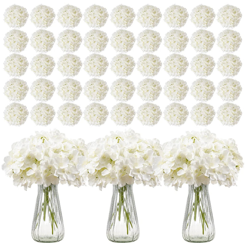 VEVOR 305 Pcs Artificial Silk Hydrangea Flowers 9.8 In Bouquet Arrangement White Hydrangea