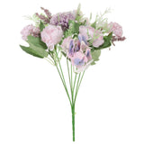 7 Branch Artificial Silk Peony Hydrangea Fake Flower with Stem, Purple Peony