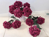 Artificial Flowers Burgundy Glitter Hydrangeas 10ct Hydrangea