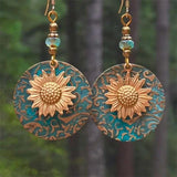 Bohemian Sunflower Earrings Vintage Hippie Accessory Flower Drop Dangle Jewelry Sunflower