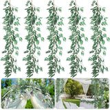 5 Pack 6 ft Artificial Greenery Garland for Table, Faux Willow Leaf Garland f... Green Plant