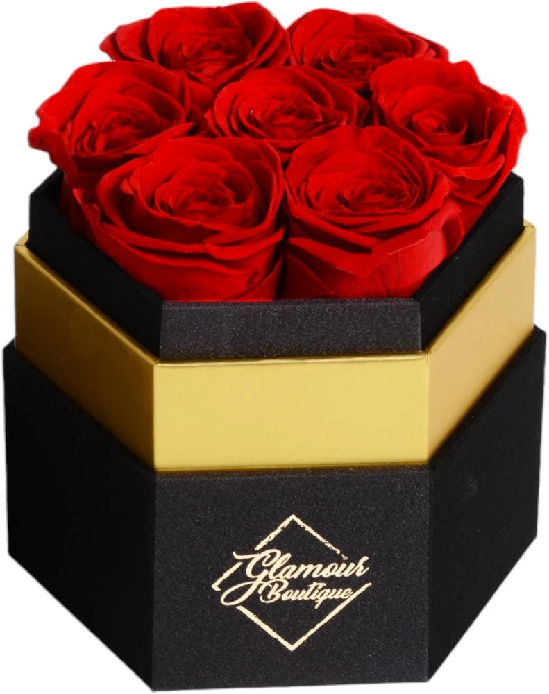 GLAMOUR BOUTIQUE Eternal Preserved Roses in a Box, Flowers Forever, Rose Forever Roses