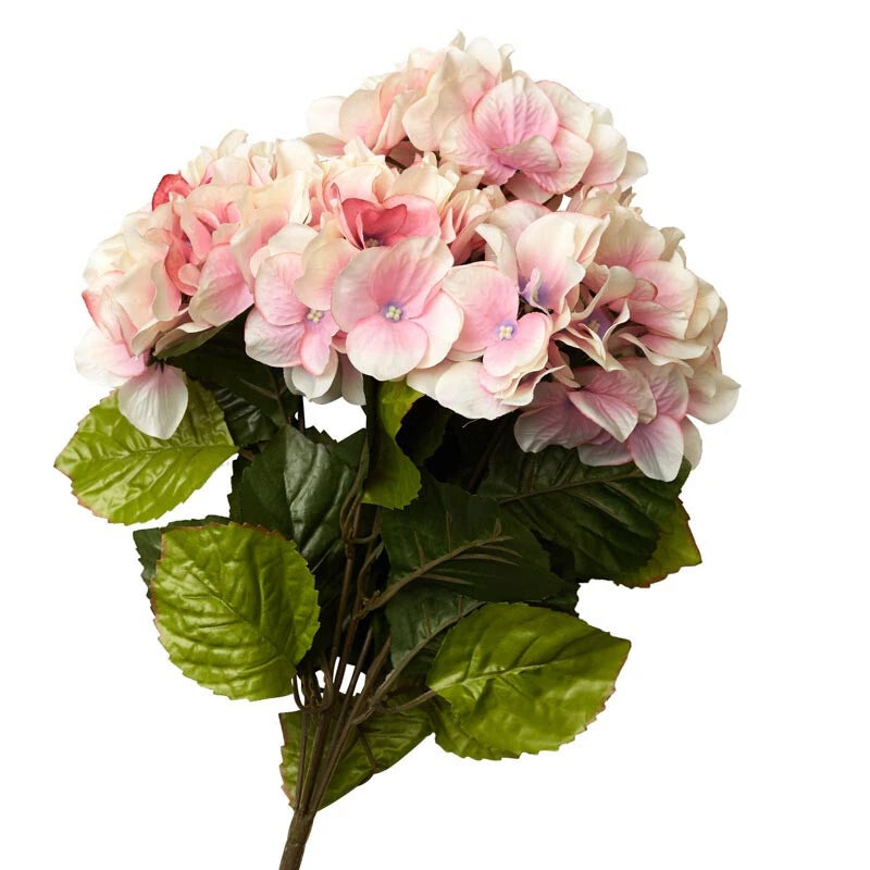 18" Artificial Cream Pink Hydrangea Silk Flower Bush Hydrangea